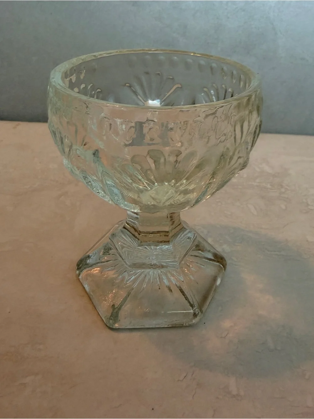 Vintage Crystal Cut Clear Glass Egg Tealight Holder Trinket Dish 3.5”